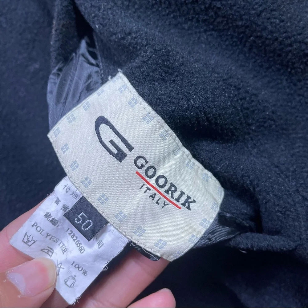 Vtg Goorik Italy‎ Reversible Zip Up Vest Black Charcoal Mens Size 50 L